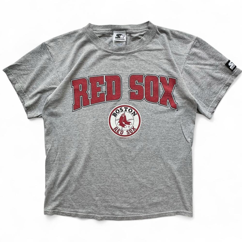 Vintage Boston Red Sox Starter Sport Arch Spellout MLB Baseball Shirt Gray M 90s